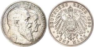 5 Mark Empire allemand (1871-1918) / Grand-duché de Bade (1806-1918) Argent Frédéric Ier de Bade (1826-1907) (1826 - 1907)