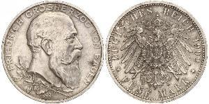 5 Mark Empire allemand (1871-1918) / Grand-duché de Bade (1806-1918) Argent Frédéric Ier de Bade (1826-1907) (1826 - 1907)