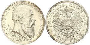 5 Mark Empire allemand (1871-1918) / Grand-duché de Bade (1806-1918) Argent Frédéric Ier de Bade (1826-1907) (1826 - 1907)