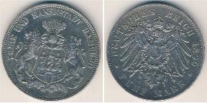 5 Mark Empire allemand (1871-1918) / Hambourg Argent 