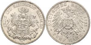 5 Mark Empire allemand (1871-1918) / Hambourg Argent 