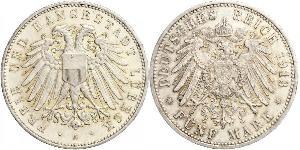 5 Mark Free City of Lübeck Argent 