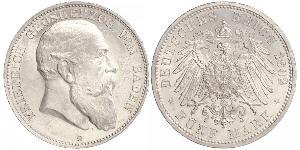 5 Mark Grand-duché de Bade (1806-1918) Argent Frédéric Ier de Bade (1826-1907) (1826 - 1907)