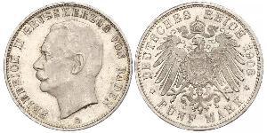 5 Mark Grand-duché de Bade (1806-1918) Argent Frédéric II de Bade (1857-1928) (1857 - 1928)