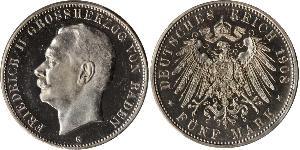 5 Mark Grand-duché de Bade (1806-1918) Argent Frédéric II de Bade (1857-1928) (1857 - 1928)