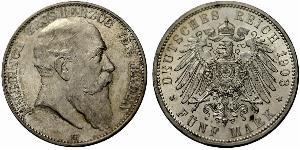 5 Mark Grand-duché de Bade (1806-1918) Argent Frédéric Ier de Bade (1826-1907) (1826 - 1907)
