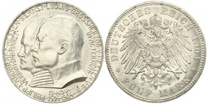 5 Mark Grand-duché de Hesse (1806 - 1918) Argent Ernest-Louis de Hesse (1868 - 1937)