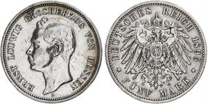 5 Mark Grand-duché de Hesse (1806 - 1918) Argent Ernest-Louis de Hesse (1868 - 1937)