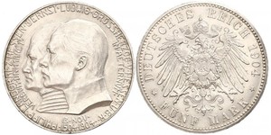 5 Mark Grand-duché de Hesse (1806 - 1918) Argent Ernest-Louis de Hesse (1868 - 1937)