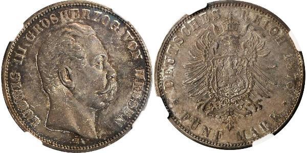 5 Mark Grand-duché de Hesse (1806 - 1918) Argent Louis III de Hesse