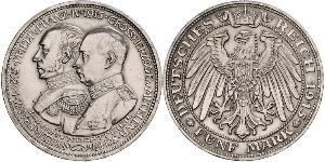 5 Mark Grand-duché de Mecklembourg-Schwerin (1352-1918) Argent Frederick Francis IV, Grand Duke of Mecklenburg (1882 - 1945)