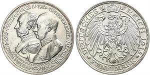 5 Mark Grand-duché de Mecklembourg-Schwerin (1352-1918) Argent Frederick Francis IV, Grand Duke of Mecklenburg (1882 - 1945)