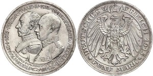 5 Mark Grand-duché de Mecklembourg-Schwerin (1352-1918) Argent Frederick Francis IV, Grand Duke of Mecklenburg (1882 - 1945)