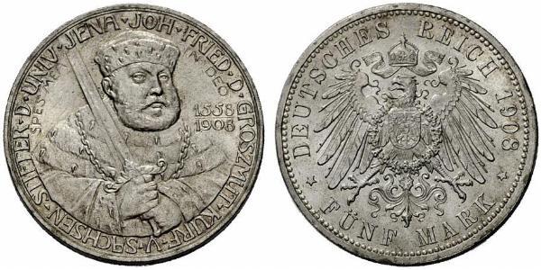 5 Mark Grand-duché de Saxe-Weimar-Eisenach (1809 - 1918) Argent 