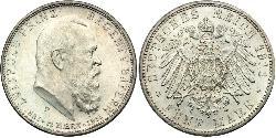 5 Mark Royaume de Bavière (1806 - 1918) Argent Othon Ier de Bavière(1848 – 1916)