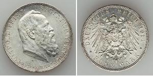 5 Mark Royaume de Bavière (1806 - 1918) Argent Othon Ier de Bavière(1848 – 1916)