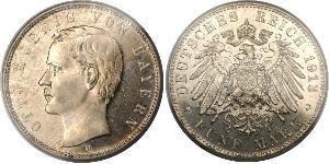 5 Mark Royaume de Bavière (1806 - 1918) Argent Othon Ier de Bavière(1848 – 1916)