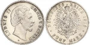 5 Mark Royaume de Bavière (1806 - 1918) Argent Louis II de Bavière (1845-1886)(1845 – 1886)