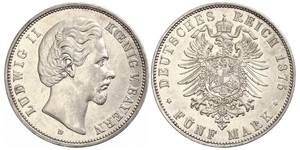 5 Mark Royaume de Bavière (1806 - 1918) Argent Louis II de Bavière (1845-1886)(1845 – 1886)