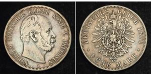 5 Mark Royaume de Prusse (1701-1918) Argent Wilhelm I, German Emperor (1797-1888)