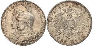 5 Mark Royaume de Prusse (1701-1918) Argent Wilhelm II, German Emperor (1859-1941)