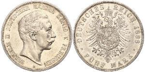 5 Mark Royaume de Prusse (1701-1918) Argent Wilhelm II, German Emperor (1859-1941)