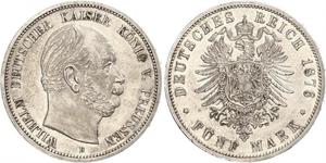 5 Mark Royaume de Prusse (1701-1918) Argent Wilhelm I, German Emperor (1797-1888)