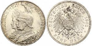 5 Mark Royaume de Prusse (1701-1918) Argent Wilhelm II, German Emperor (1859-1941)