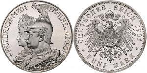 5 Mark Royaume de Prusse (1701-1918) Argent Wilhelm II, German Emperor (1859-1941)