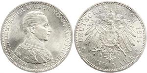 5 Mark Royaume de Prusse (1701-1918) Argent Wilhelm II, German Emperor (1859-1941)