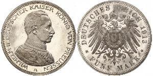 5 Mark Royaume de Prusse (1701-1918) Argent Wilhelm II, German Emperor (1859-1941)