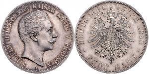 5 Mark Royaume de Prusse (1701-1918) Argent Wilhelm II, German Emperor (1859-1941)