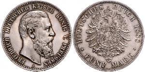 5 Mark Royaume de Prusse (1701-1918) Argent Frédéric III (Empire allemand) (1831-1888)