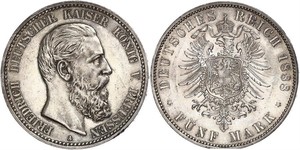 5 Mark Royaume de Prusse (1701-1918) Argent Frédéric III (Empire allemand) (1831-1888)