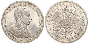 5 Mark Royaume de Prusse (1701-1918) Argent Wilhelm II, German Emperor (1859-1941)