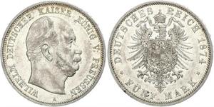 5 Mark Royaume de Prusse (1701-1918) Argent Wilhelm I, German Emperor (1797-1888)