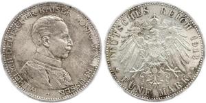 5 Mark Royaume de Prusse (1701-1918) Argent Wilhelm II, German Emperor (1859-1941)