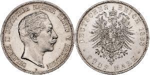 5 Mark Royaume de Prusse (1701-1918) Argent Wilhelm II, German Emperor (1859-1941)