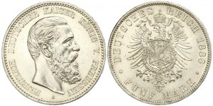 5 Mark Royaume de Prusse (1701-1918) Argent Frédéric III (Empire allemand) (1831-1888)