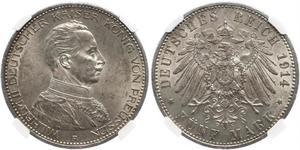 5 Mark Royaume de Prusse (1701-1918) Argent Wilhelm II, German Emperor (1859-1941)