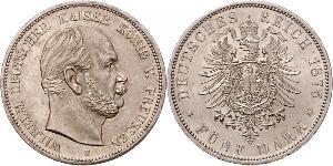 5 Mark Royaume de Prusse (1701-1918) Argent Wilhelm I, German Emperor (1797-1888)