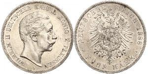 5 Mark Royaume de Prusse (1701-1918) Argent Wilhelm II, German Emperor (1859-1941)