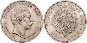 5 Mark Royaume de Prusse (1701-1918) Argent Wilhelm II, German Emperor (1859-1941)