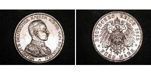 5 Mark Royaume de Prusse (1701-1918) Argent Wilhelm II, German Emperor (1859-1941)