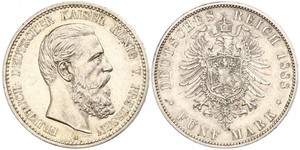 5 Mark Royaume de Prusse (1701-1918) Argent Frédéric III (Empire allemand) (1831-1888)