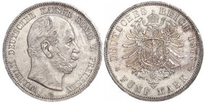 5 Mark Royaume de Prusse (1701-1918) Argent Wilhelm I, German Emperor (1797-1888)