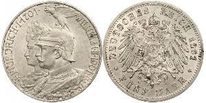 5 Mark Royaume de Prusse (1701-1918) Argent Wilhelm II, German Emperor (1859-1941)