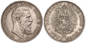 5 Mark Royaume de Prusse (1701-1918) Argent Frédéric III (Empire allemand) (1831-1888)