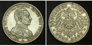 5 Mark Royaume de Prusse (1701-1918) Argent Wilhelm II, German Emperor (1859-1941)