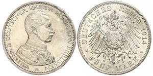 5 Mark Royaume de Prusse (1701-1918) Argent Wilhelm II, German Emperor (1859-1941)